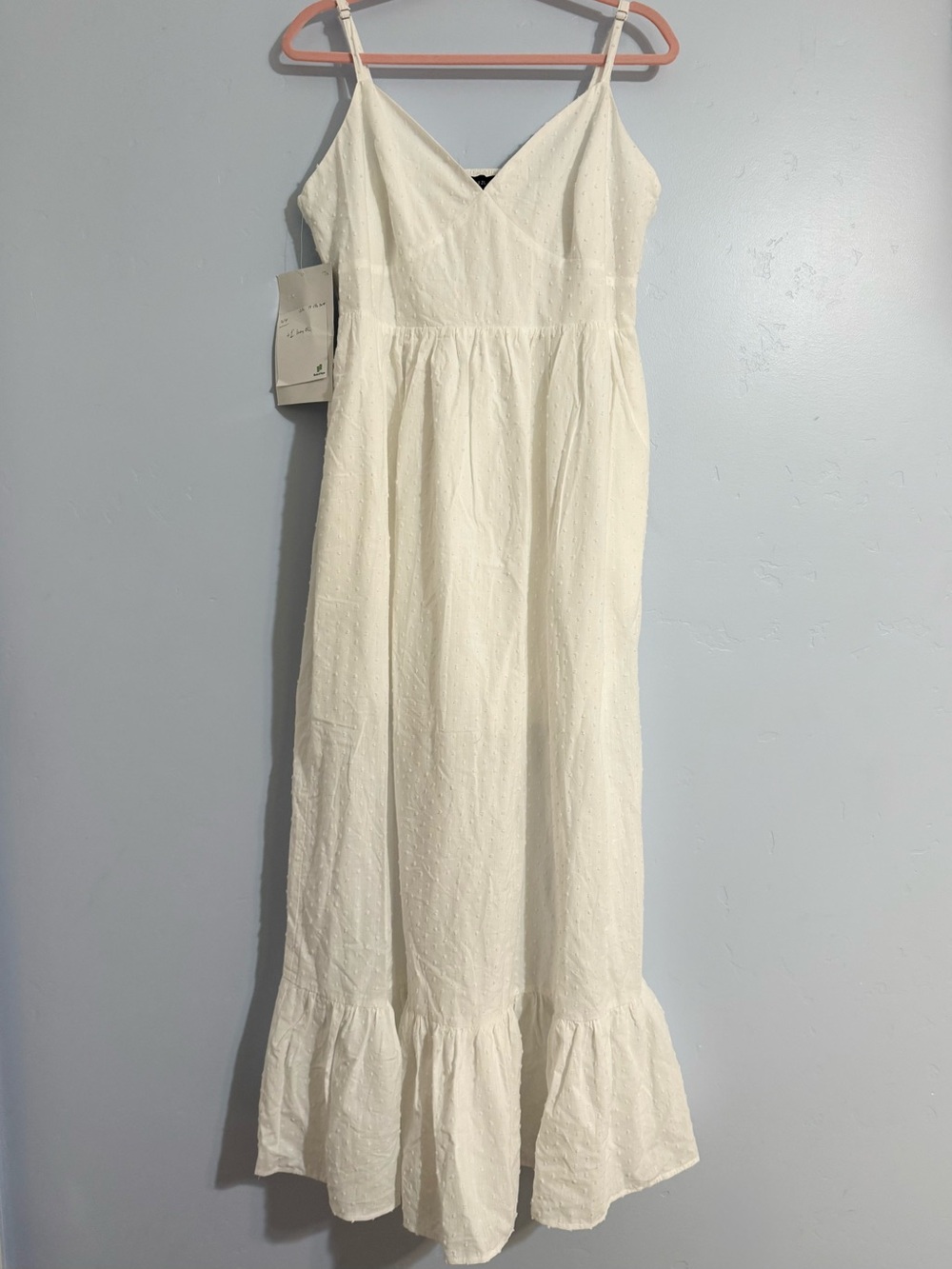 Forever 21 White Textured Swiss Dot Maxi Dress
